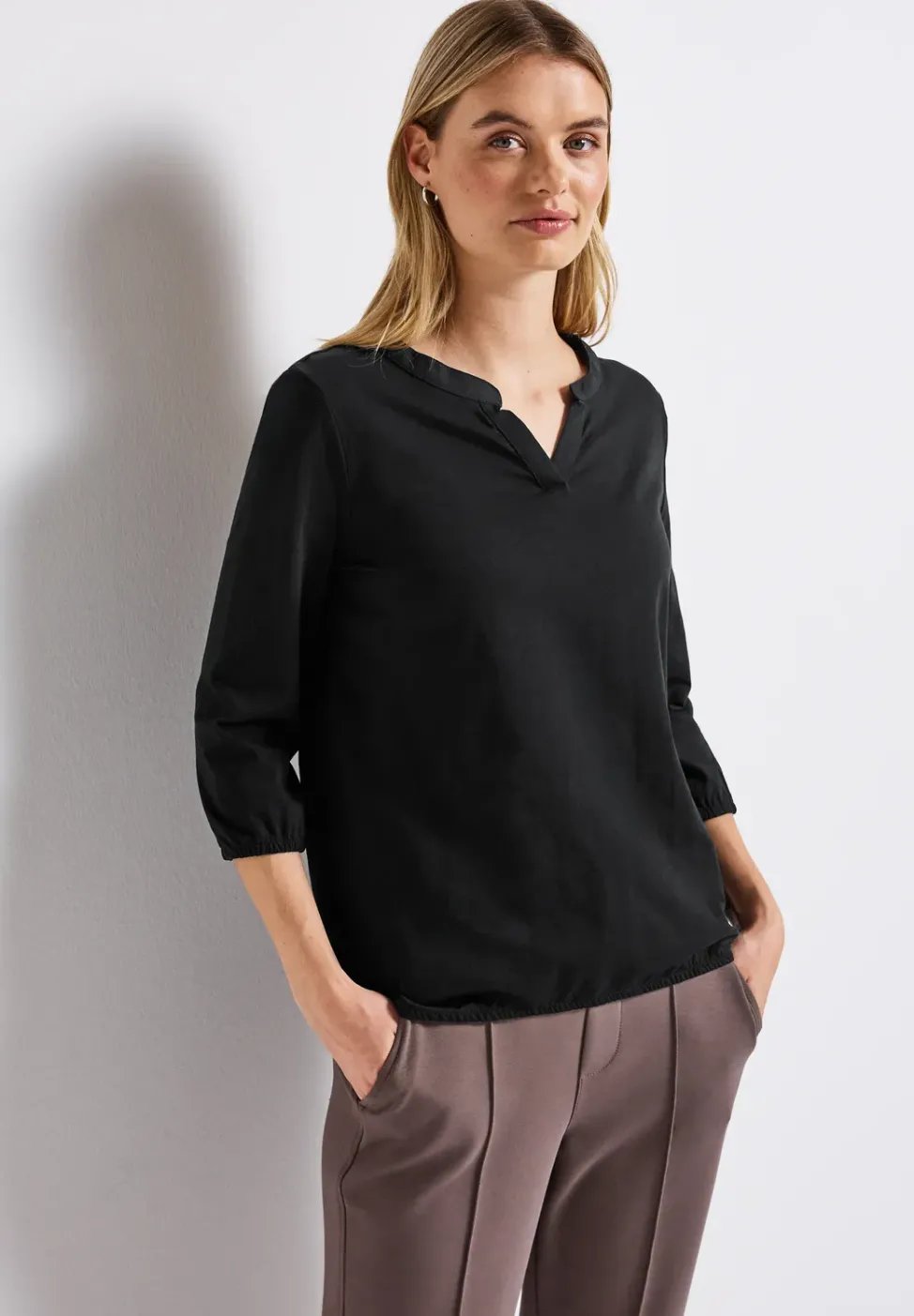 Split Neck Jersey Shirt