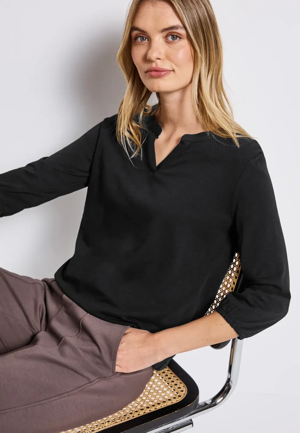 Split Neck Jersey Shirt