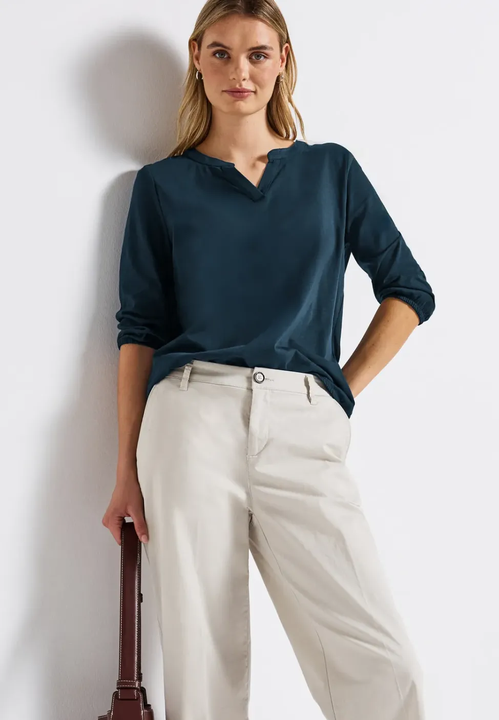 Split Neck Jersey Shirt