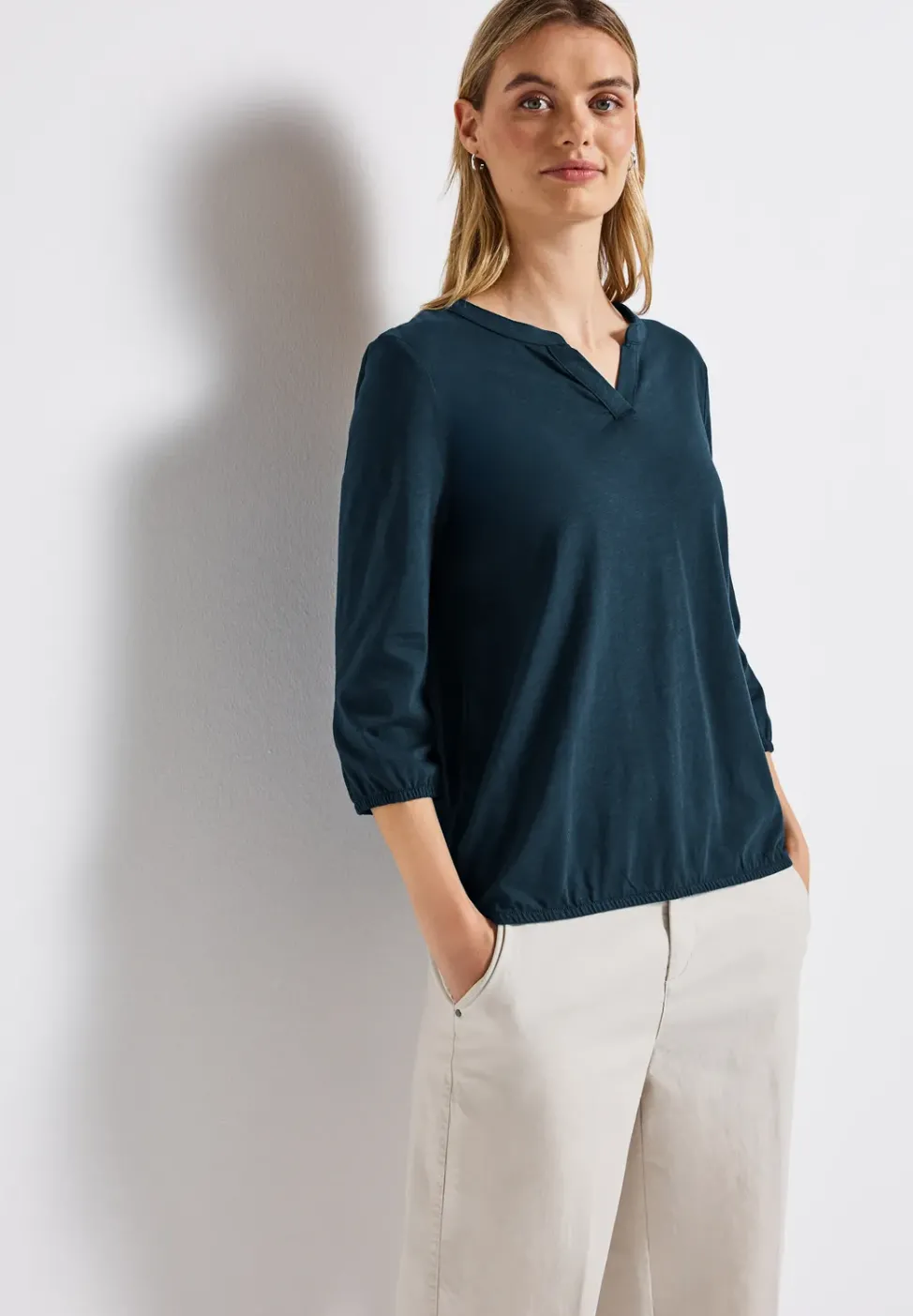 Split Neck Jersey Shirt