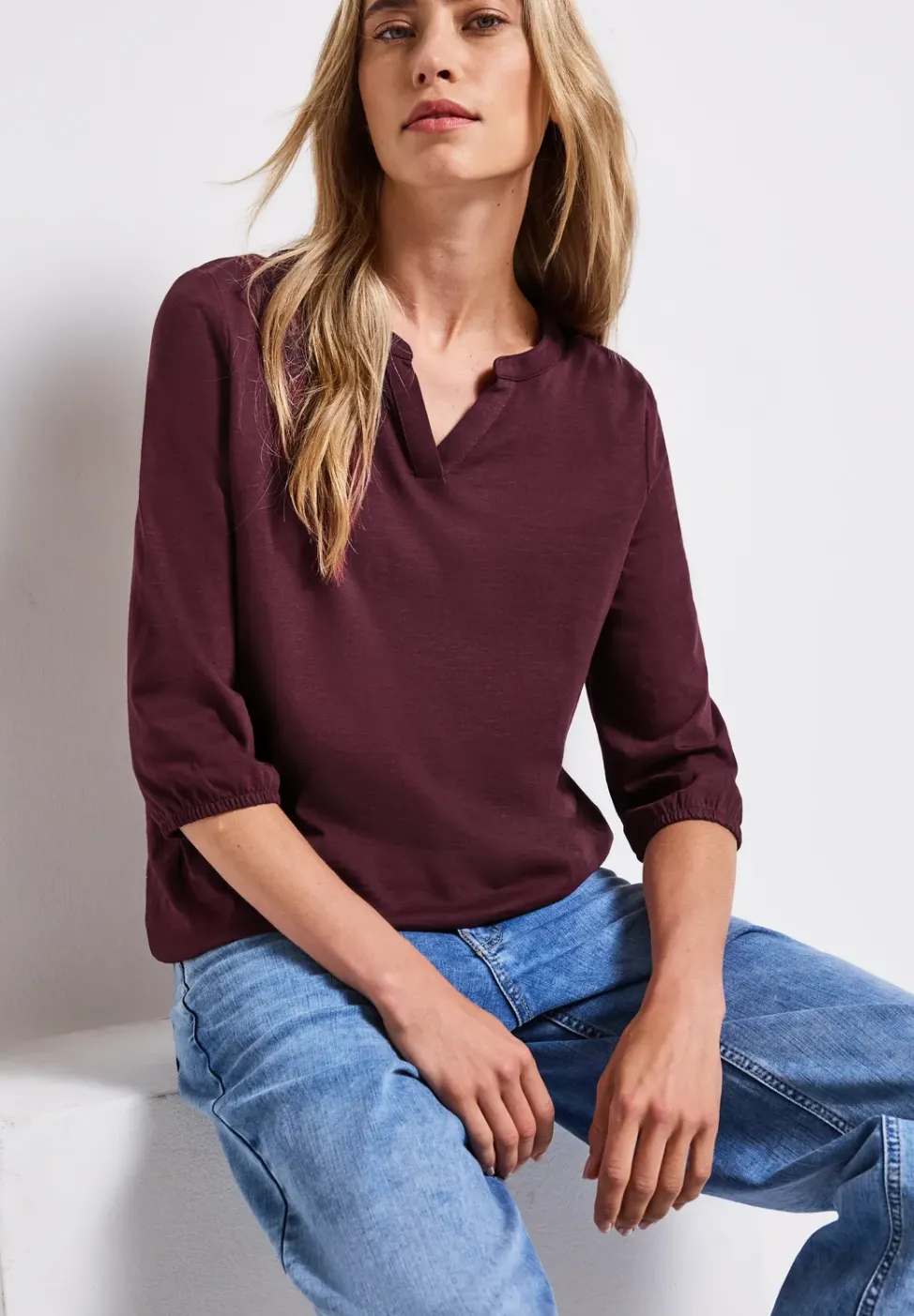 Split Neck Jersey Shirt