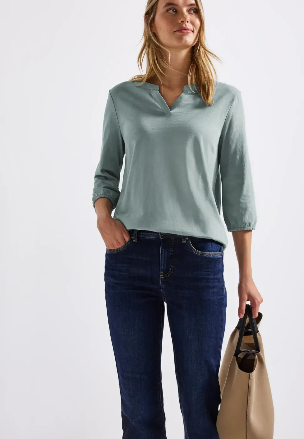 Split Neck Jersey Shirt