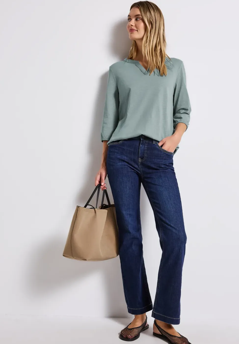 Split Neck Jersey Shirt