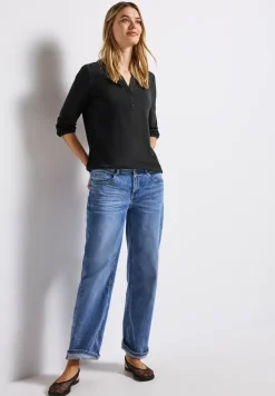 Split Neck Jersey-Shirt