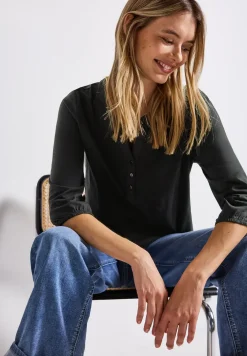 Split Neck Jersey-Shirt