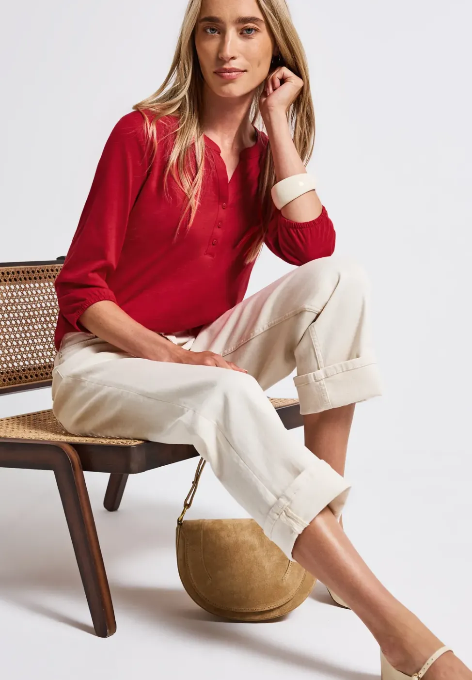 Split Neck Jersey-Shirt