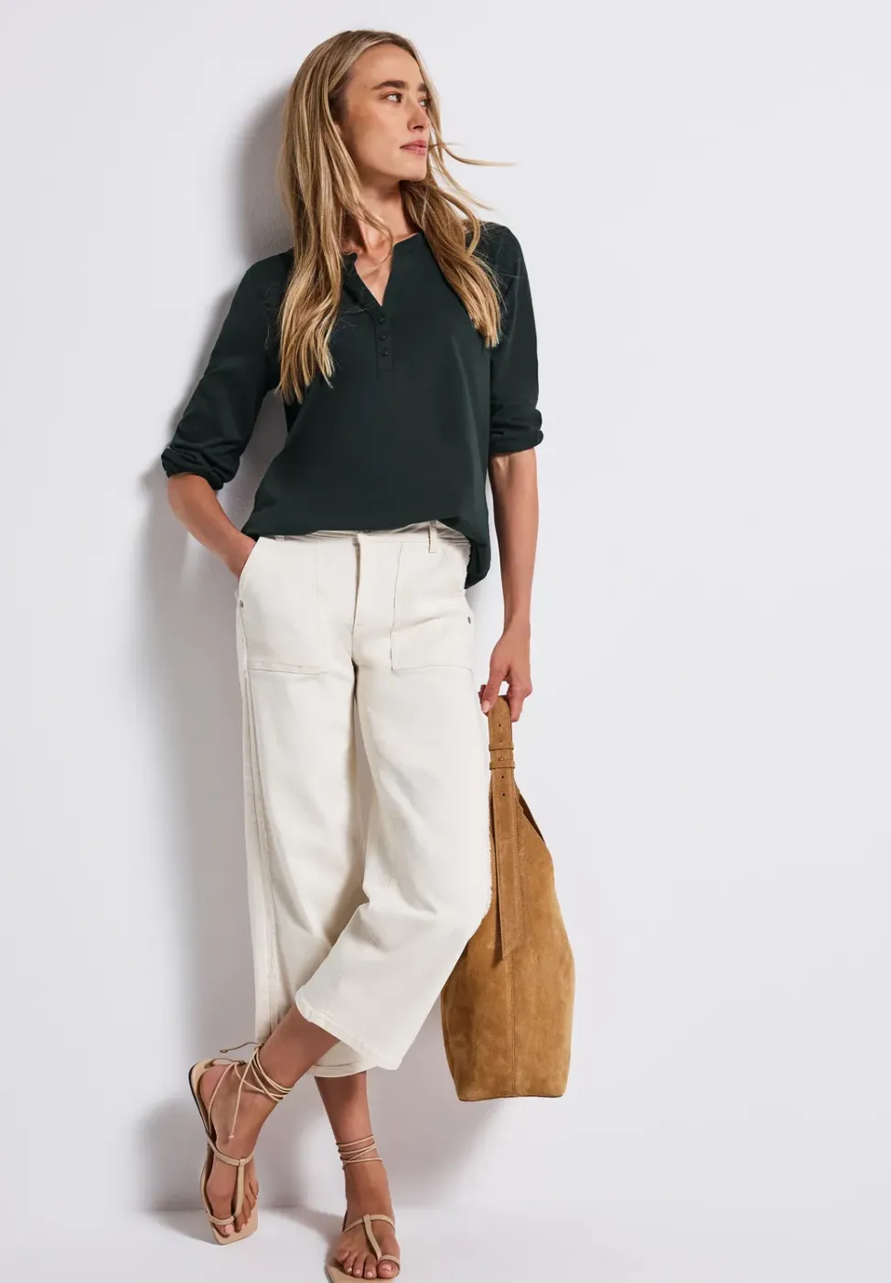 Split Neck Jersey-Shirt