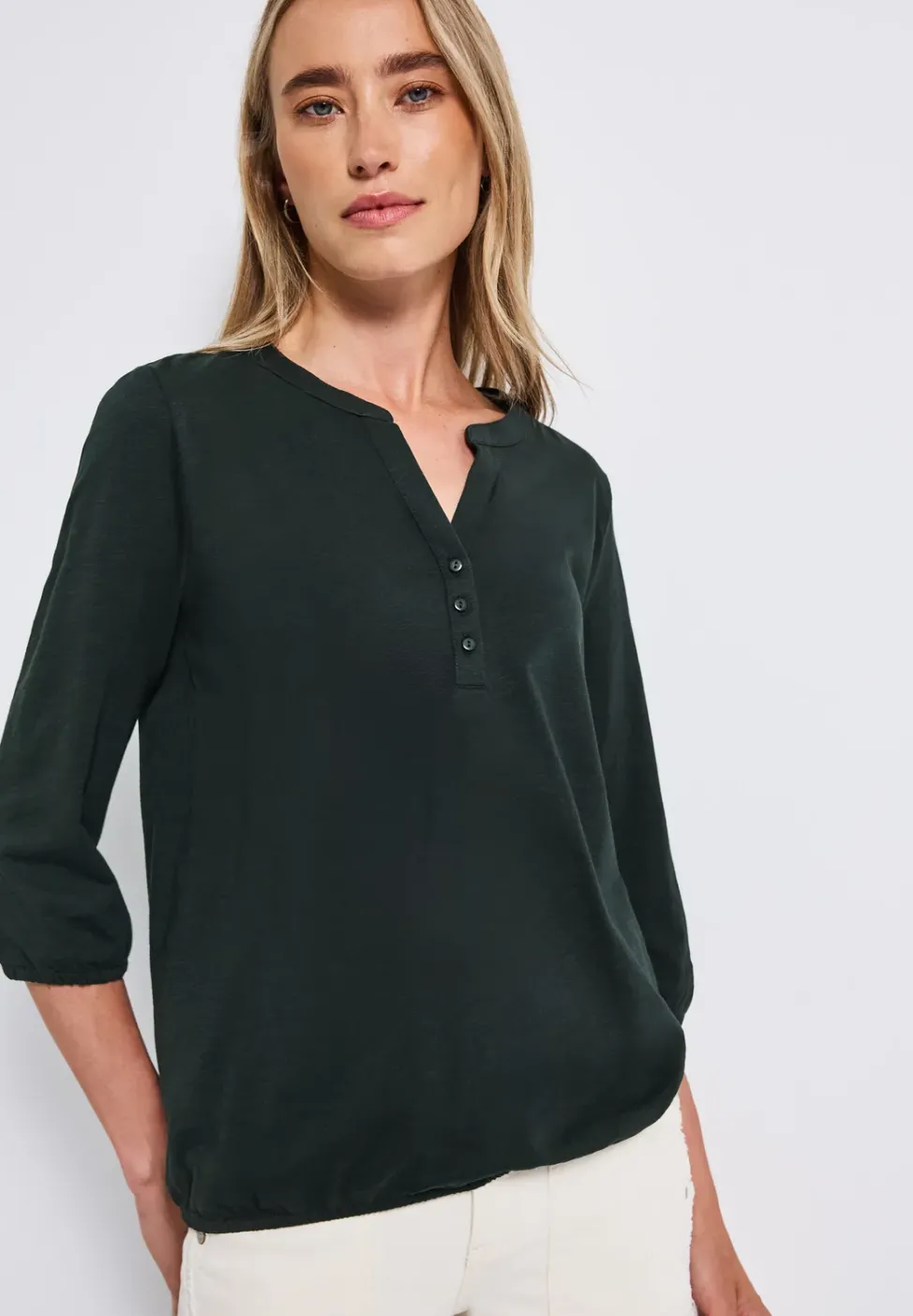 Split Neck Jersey-Shirt