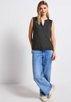 Split Neck Jersey-Top