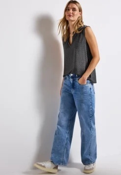 Split Neck Jersey-Top