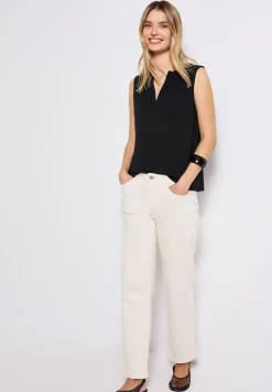 Split Neck Jersey-Top