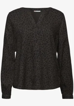 Split Neck Leo Bluse