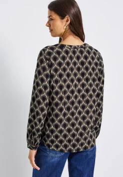 Split Neck Print-Tunika