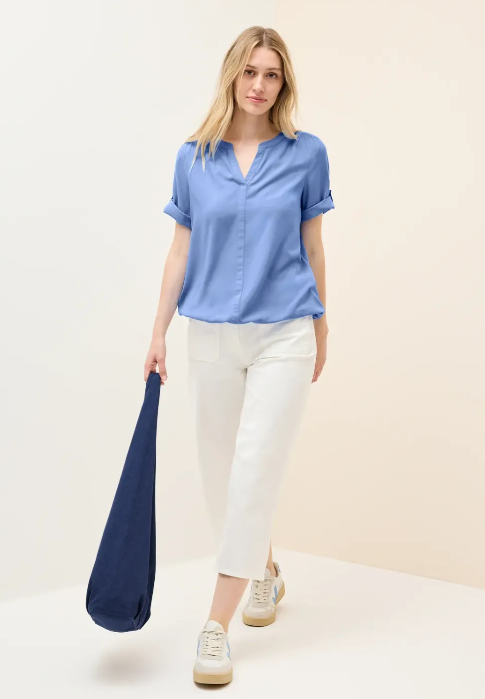Split Neck Viskose-Bluse