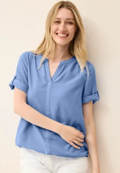 Split Neck Viskose-Bluse
