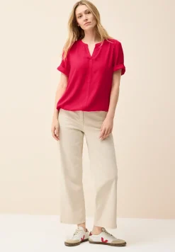 Split Neck Viskose-Bluse