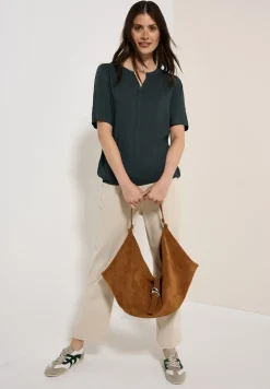 Split Neck Viskose-Bluse