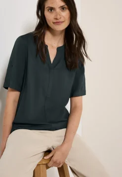 Split Neck Viskose-Bluse