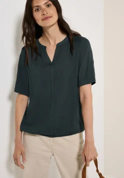 Split Neck Viskose-Bluse
