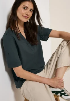 Split Neck Viskose-Bluse
