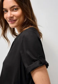 Split Neck Viskose-Bluse