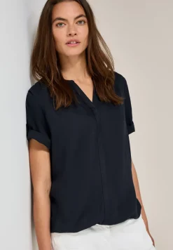 Split Neck Viskose-Bluse