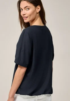 Split Neck Viskose-Bluse