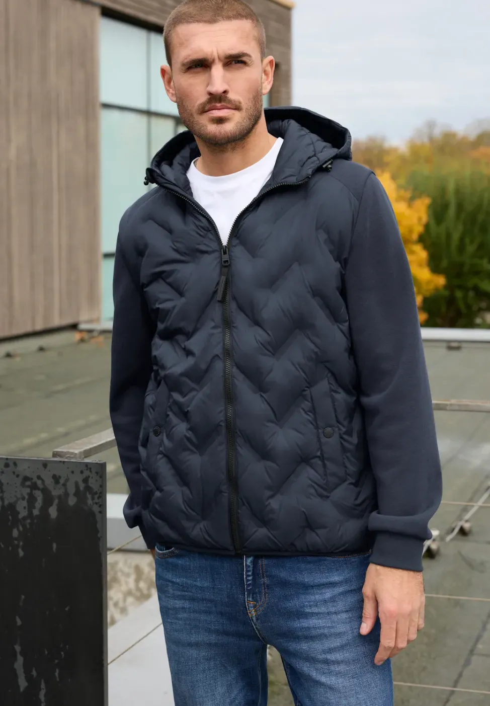 Steppjacke mit Sweat-Ärmeln