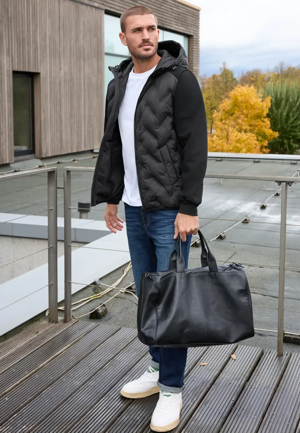 Steppjacke mit Sweat-Ärmeln