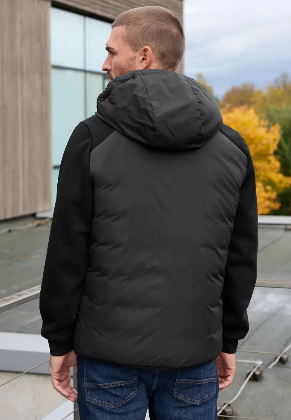 Steppjacke mit Sweat-Ärmeln