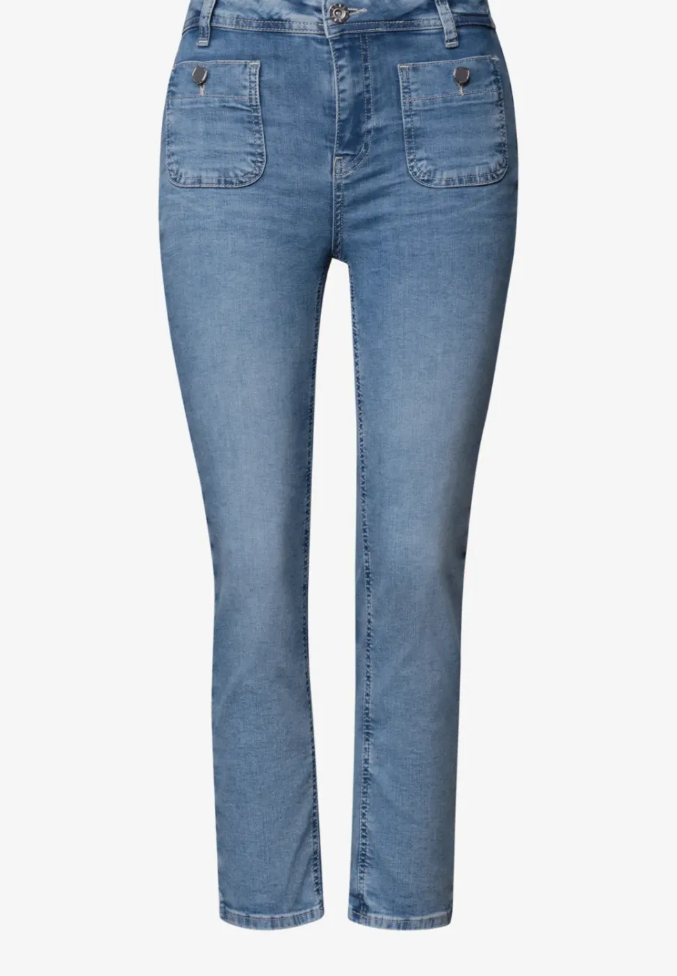 Straight Leg Jeans mit aufgesetzten Taschen