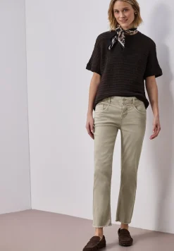 Straight Leg Jeans mit fransigem Saum