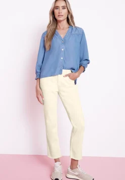 Straight Leg Jeans mit fransigem Saum