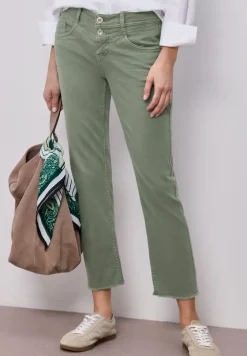 Straight Leg Jeans mit fransigem Saum