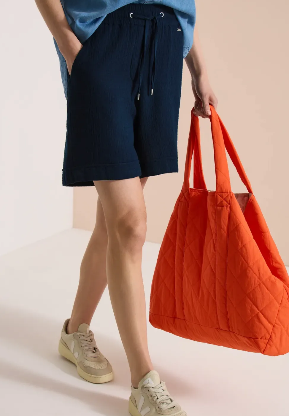 Straight Leg Shorts aus Musselinstoff