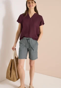 Straight Leg Shorts in Seersucker Qualität