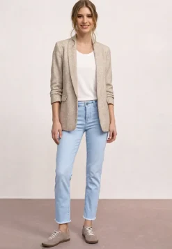 Straight Leg Jeans mit fransigem Saum