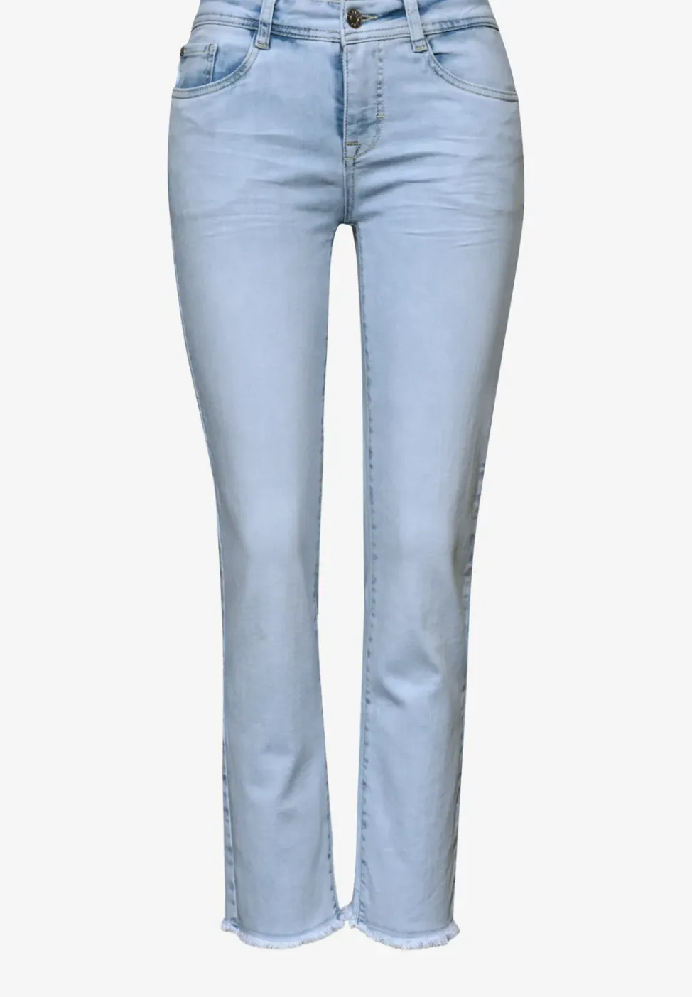 Straight Leg Jeans mit fransigem Saum