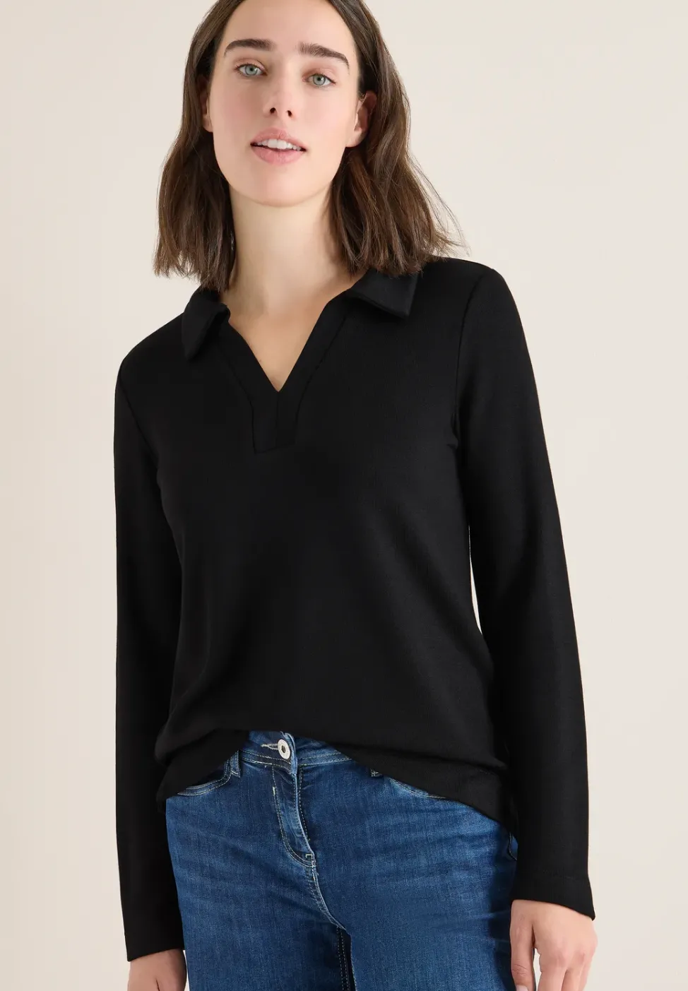 Strick-Look Poloshirt