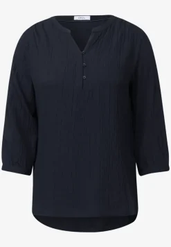 Strukturbluse in Unifarbe