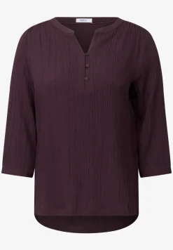 Strukturbluse in Unifarbe