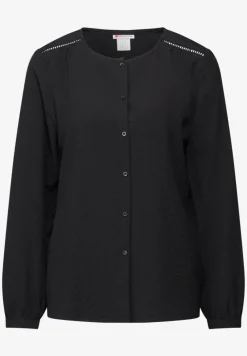 Strukturbluse mit Stickerei
