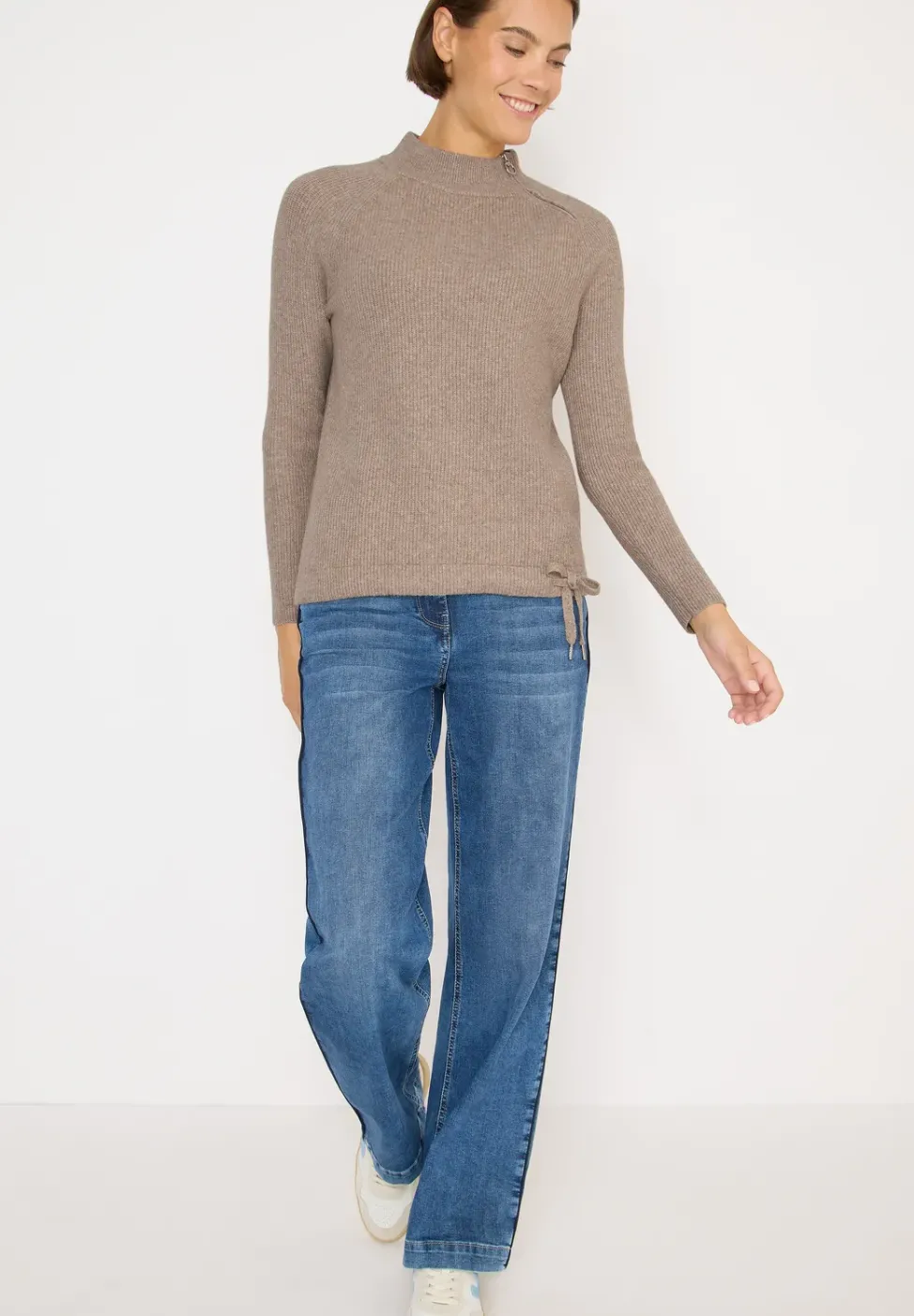Strukturpullover mit Zipper