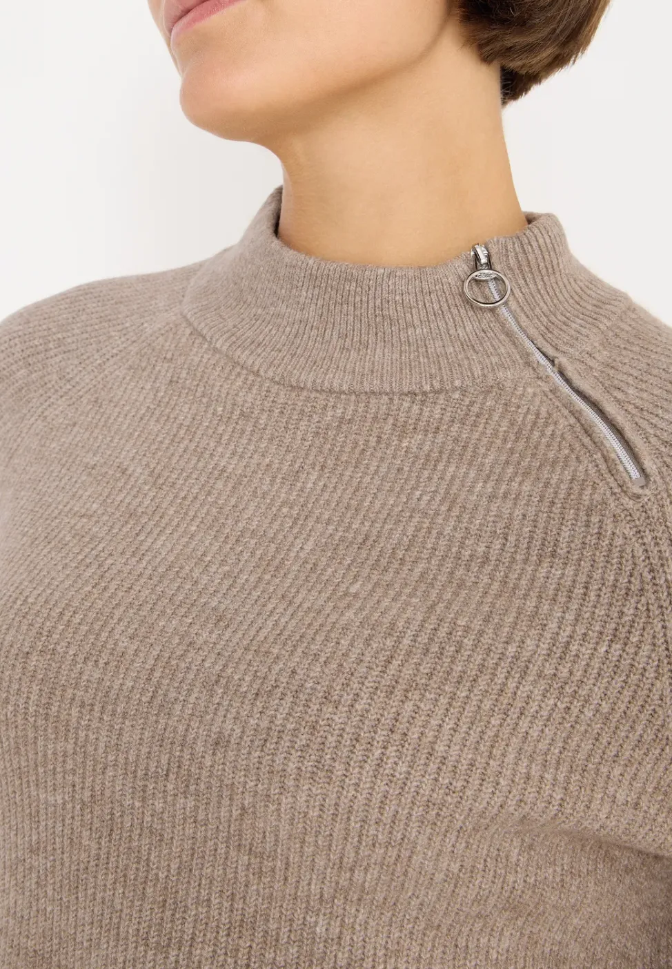 Strukturpullover mit Zipper