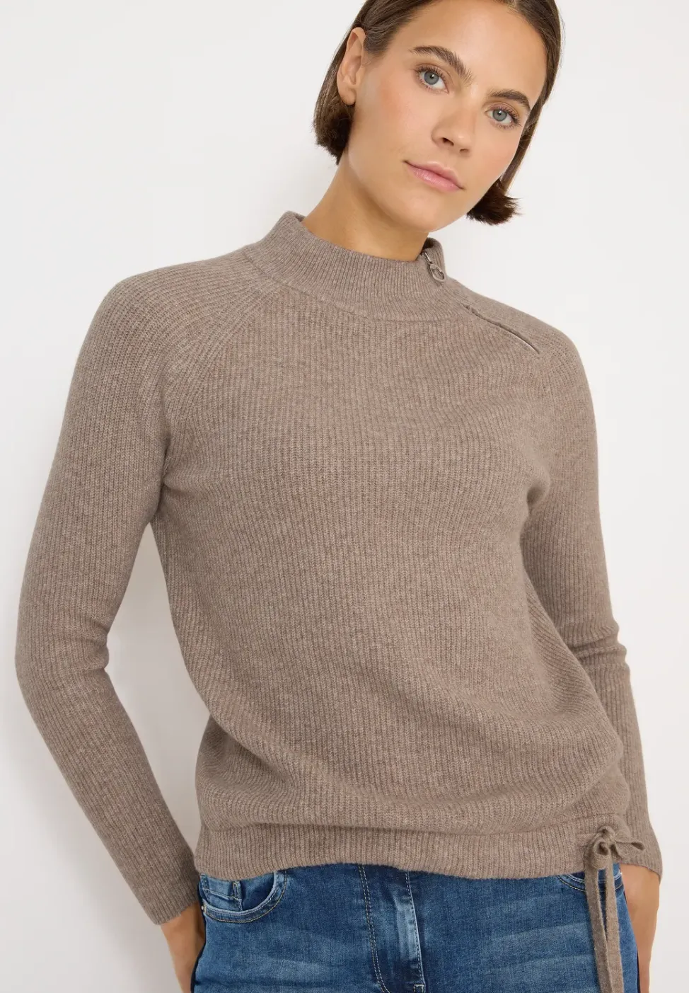 Strukturpullover mit Zipper