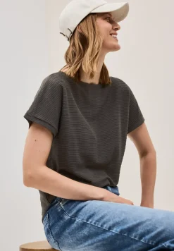 Strukturshirt in Unifarbe