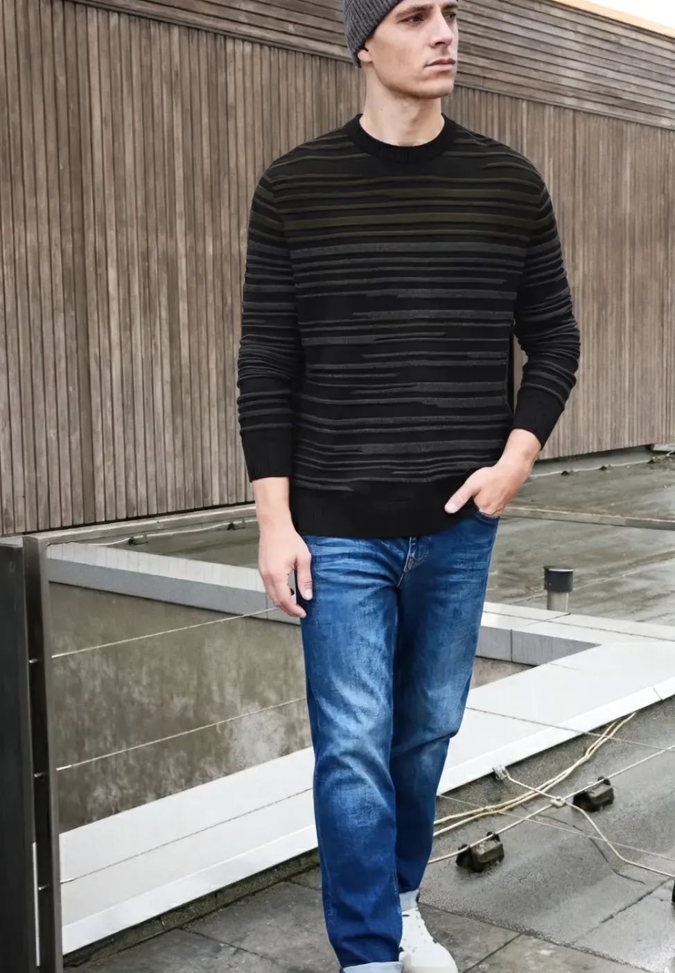 Strukturstreifen Pullover