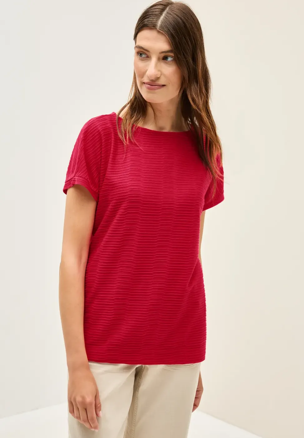 Struktushirt in Unifarbe