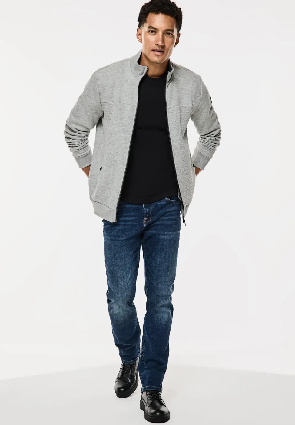 Sweatjacke mit Materialmix