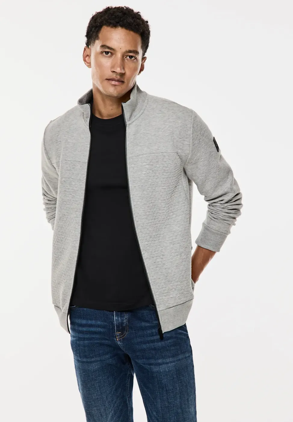 Sweatjacke mit Materialmix